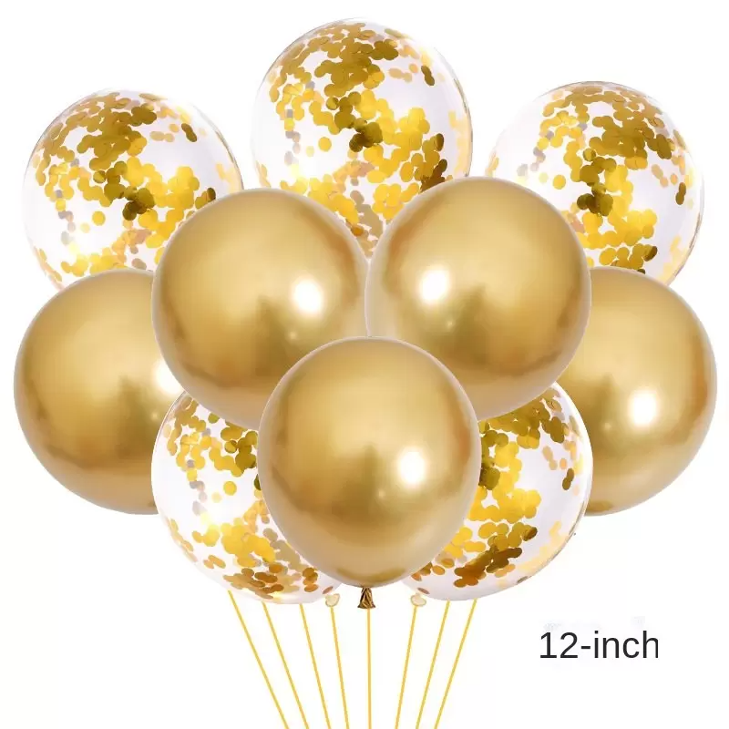 Gold Color  12″ 10pcs Filled With Helium
