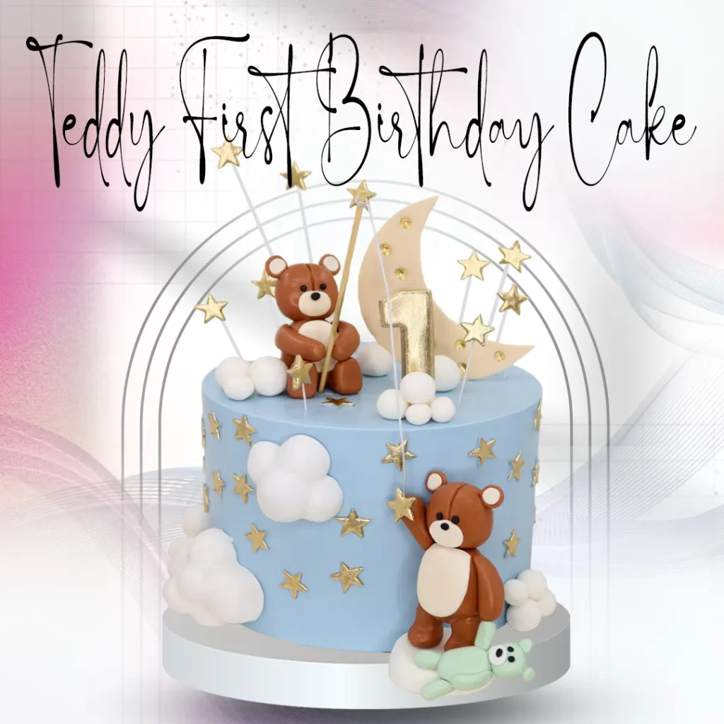 Teddy First Birthday Cake