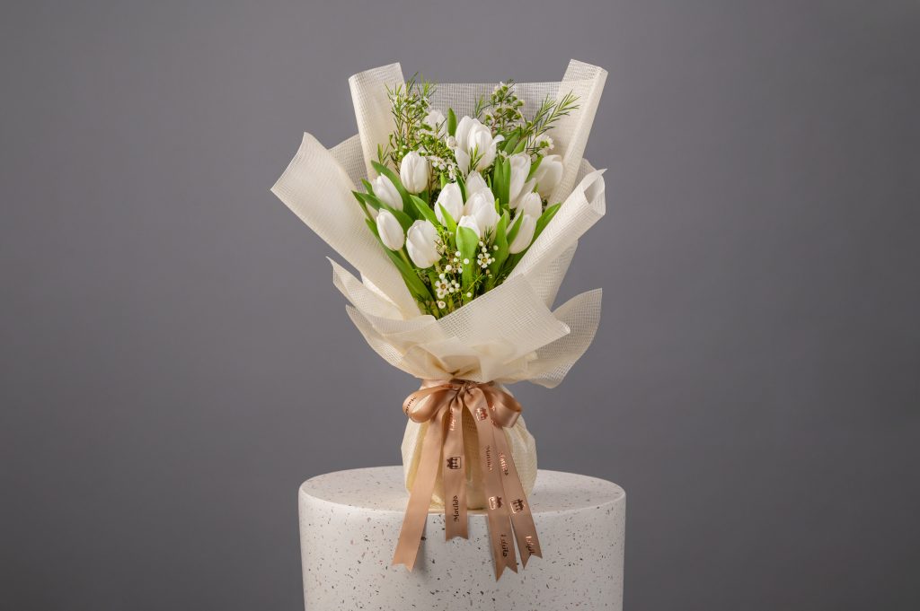 White Tulip Hand Bouquet