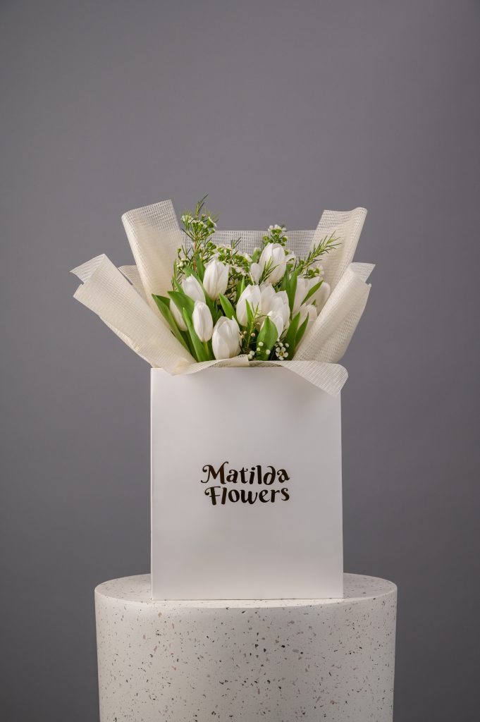 White Tulip Hand Bouquet - Image 3