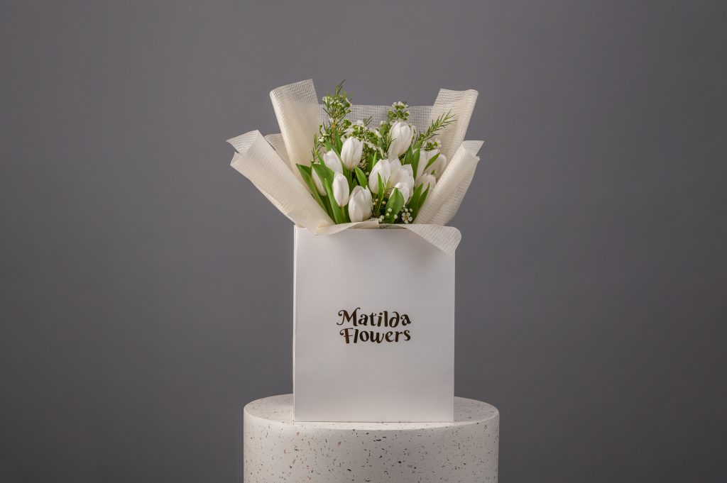 White Tulip Hand Bouquet - Image 4