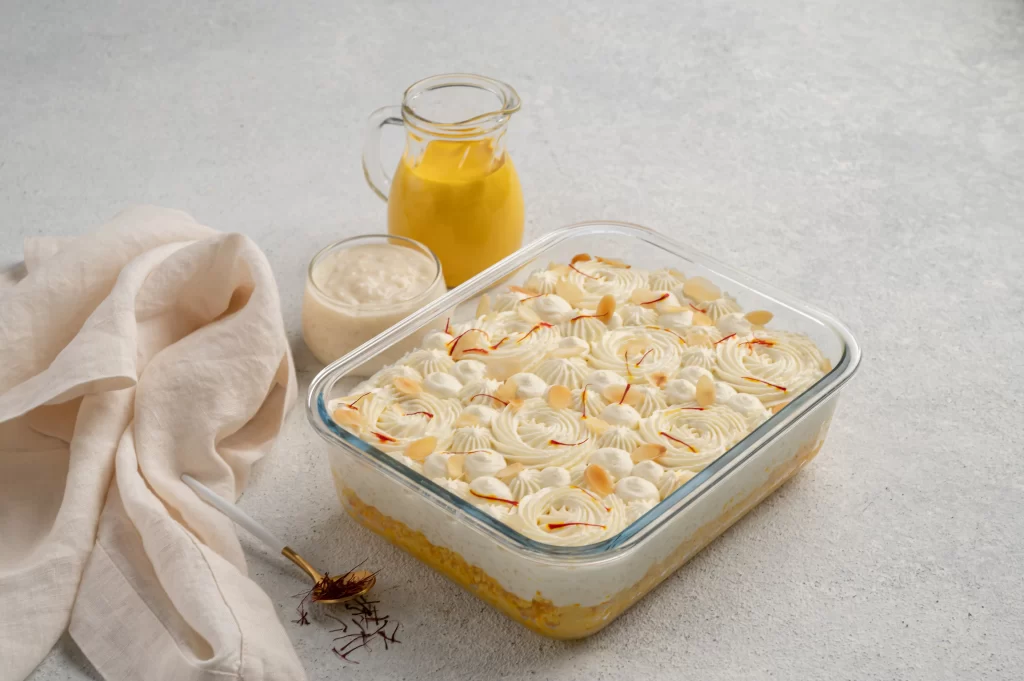 Premium Saffron Sponge showing the moist, airy texture