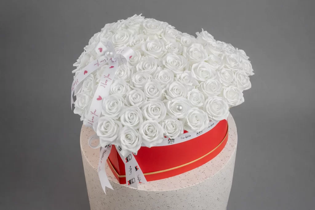 White Rose Heart Box